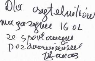 Odręczne pozdrowienia dla czytelników iGola, Paweł Janas