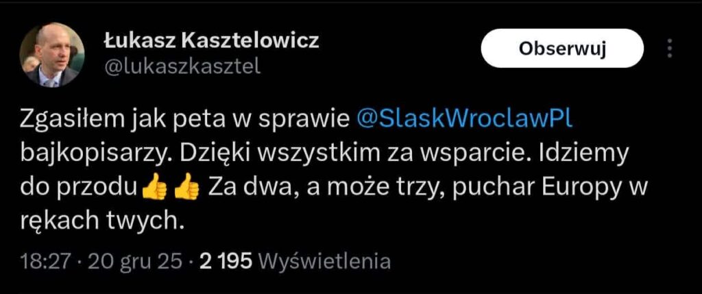 Screen z X Radnego Łukasza Kasztelowicza